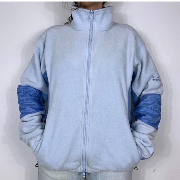 COLUMBIA BABY BLUE PASTEL FLEECES CHUNKY ZIPPED DOWN SWEATER - Picture 4 of 4